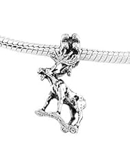 Sterling Silver Medium Moose Dangle Bead Charm
