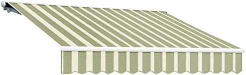 Awntech 10-Feet Galveston Semi-Cassette Manual Retractable Awning, 96-Inch Projection, Sage/Cream