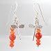 Dragonfly and Carnelian Gemsotne Bead Dangle Earrings in Sterling Silver, #8840