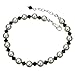 Sterling Silver Ankle Bracelet, Simulated Pearls Made with Crystals 9