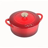 Denby CIC-588 Cast Iron Round Covered Casserole, 3-Liter, Red