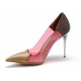 Stella McCartney Vinyl Panel Leatherette Pumps (9, Olive/Pink)