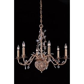 Paris Flea Crystal Eight light Chandelier, 26"Hx28"W, GOLD LEAF