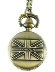 Youyoupifa Embossed London Flag Bronze Alloy Quartz Pocket Watch(Unisex)