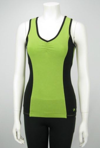 So Sporty Tencel Front Shirring Tank (GREEN/BLACK, LARGE)