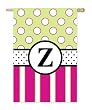 Monogram Peppy Pink & Green Polka Dot Double Sided Garden Size Flag - Z