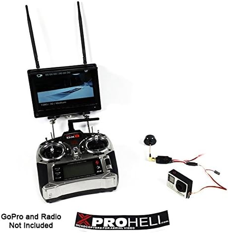 FPV Wireless Video PRO KIT for DJI Phantom &amp; Others - 7" HD Monitor with built in 32CH Diversity Receiver, Built in Battery 2.5hr, DVR, Monitor Mount Brackets, GoPro Hero 3 Hero 4 Video Cable and 600mW TX Transmitter for Long Distance Wireless Video