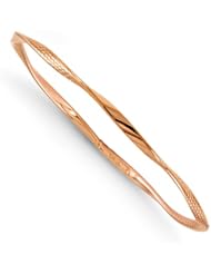 14k Rose gold Leslies Rose Gold Polished and Textured Twisted Slip on Bangle