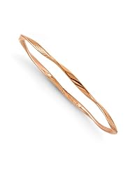 Leslies 14k Rose Gold Polished and Textured Twisted Slip-on Bangle