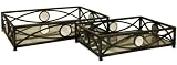 Art Deco Mirrored Trays Set/2 Set Of Two Black