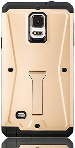 Galaxy Note 4, Tridefense Three-layer Rugged Protective Cover with Built in Screen Protector and Foldable Kickstand for Samsung Galaxy Note 4 By Coveric (Gold)