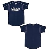 Majestic MLB Boys San Diego Padres Full-Button Dri Fit Baseball Jersey (Size: L)