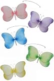 24 Pink Purple Yellow Blue Green Sparkle Butterfly Mobile nylon hanging ceiling nursery room decor
