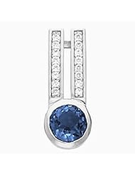 14K White Gold Round Cut London Blue Topaz and Diamond Pendant -- LIFETIME WARRANTY