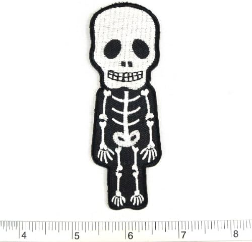 X-Ray Bone Skull Structure Anatomy Iron on Patch Embroidered Racing DIY T-shirt Jacket 1.25x4"