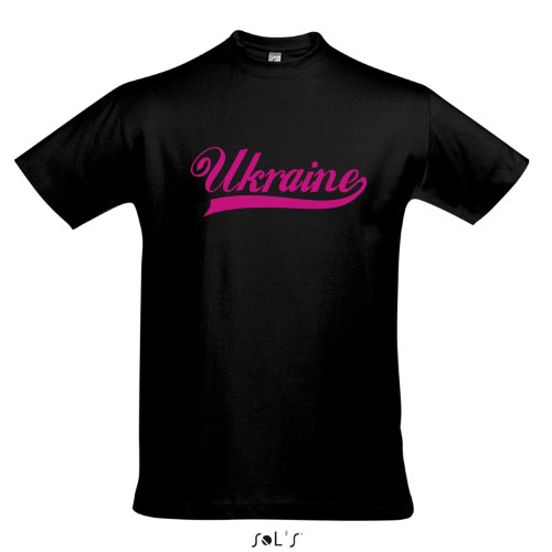 T-Shirt Ukraine Oldschool LÄNDERSHIRT EM / WM FAN Trikot S-XXL , Deep black – pink , XXL