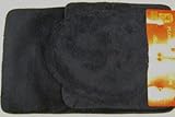 3 PIECE BATHROOM RUG, CONTOUR and LID COVER SET - BLACK