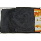 3 PIECE BATHROOM RUG, CONTOUR and LID COVER SET - BLACK by Brown's Linens and Window Coverings