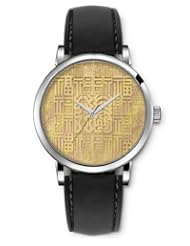 SPRAWL Aanalog Fashion Series Silver Ladies Watches of Genuine Black Leather Strap,Unique Wrist Watch for Women Girls Designed with Cortes Chinese characters