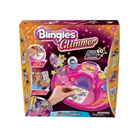 With Blingles Glimmer Glam Styler girls can create and design their own glittering stickers that stick to any smooth surface.