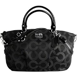 Coach Large Madison Signature Op Art Convertiable Satchel Bag Purse Tote 15957 Black