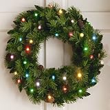 Review Brookstone  / 24-Inch Cordless LED Pre-lit Wreath, Warm White
