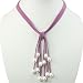 Purple Triple Strand Suede Necklace with Cascading White 9-10mm Cultured Pearls - in Various Colors