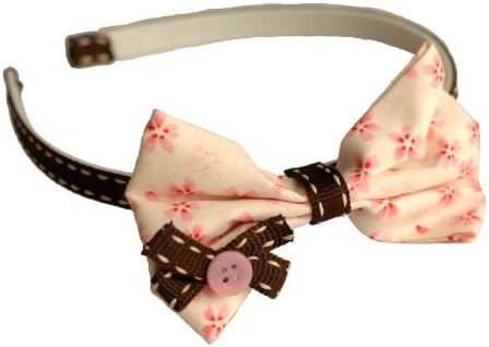 Little Patootique Cherry Blossom Pink and Brown Hair Bow Fabric Headband, Hair Accessories