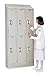 Lyon Workspace - UGRNS50923H - Light Gray Antimicrobial Wardrobe Locker, (3) Wide, (1) Tier Openings: 3, 54 W X 18 D X 82 H