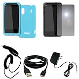 EMPIRE Light Blue Silicone Skin Case Cover + Mirror Screen Protector + Car  ....