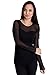Black Woman Seamless Long Sleeve Sheer Stretchy Mesh Top
