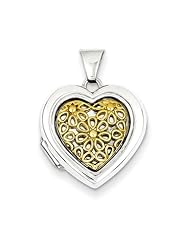 Sterling Silver Flash Gold Plated 18mm Heart Locket