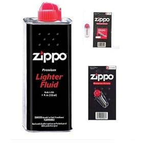 2 TINS ZIPPO LIGHTER FUEL/FLUID+12 FLINTS+2 WICKS