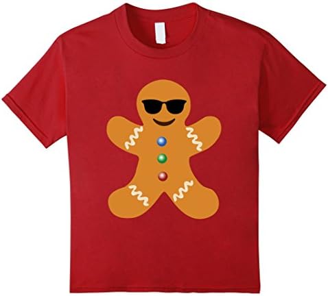 Kids Gingerbread Man Emoji T-Shirt Cool Shades Shirt 8 Cranberry