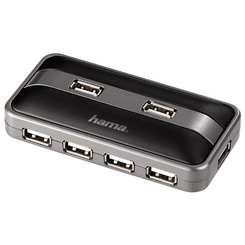 Hama USB 2.0 Hub 1:7 schwarz/anthrazit mit Netzteil