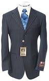 Sharp Navy Blue Suit w/Dark Blue Pinstripes + 2 Free Mens Ties (60230-2)