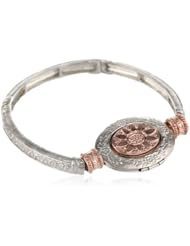 Signature 1928 "1928 Signature Collection" Etched Locket Stretch Bracelet, 6"