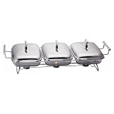 Triple Rectangular Stainless Steel Buffet Warmer & Chafing Dish