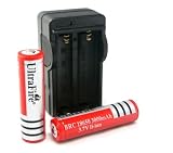Intsun®UltraFire 18650 3000mAh 3.7V Rechargeable Li-Ion Battery (Pair) + Charger Combo,Travel charger folds up for easy transport