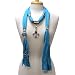 Turquoise Blue Fleur Di Lis Charm Jewelry Pendant Scarf