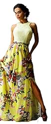Sexy Floor Length Chiffon/Satin General Print Backless Vintage Halter Sleeveless Maxi Dress 