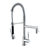 Single Handle Centerset Spring Pull Down Kitchen Sink Faucet, Chrome