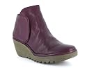 FLY LONDON YOGI LEATHER WEDGE VELCRO ANKLE BOOTS PURPLE