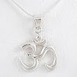 Calligraphy Style Om (Aum) Pendant in Sterling Silver on 16" Snake Chain, #8455
