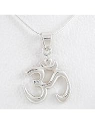 Calligraphy Style Om (Aum) Pendant in Sterling Silver on 16" Snake Chain, #8455