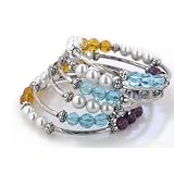 Magnetic Therapy Wrap Style Hematite Pearl and Lucite Beaded Coil Bracelet by Games & Gadgets