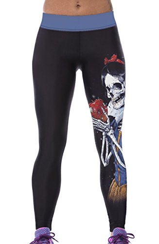 Aplus Style Women Skull Princess 3d Digital Printed Workout Capri Leggings
