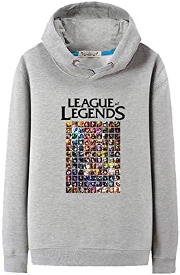 Crofhple League of Legends LOL All Heros Cartoon Hoodies Sweaters (2XL, Grey)