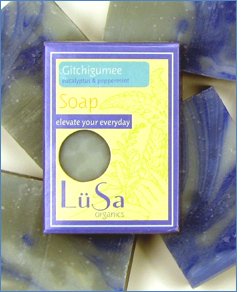Lusa Organics Gitchigumee Bar Soap - Eucalyptus & Peppermint - Handcrafted All Natural Bath and Hand Soap with Certified Organic Ingredients - 5 ounces