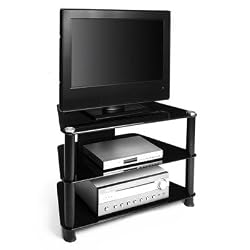 RTA Home and Office Black Glass Aluminum 32" Plasma,Lcd TV Stand